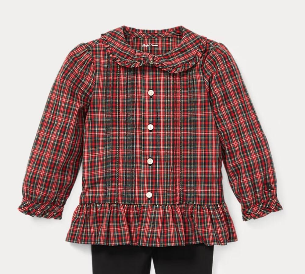 Ralph Lauren toddler girls plaid long sleeve dress shirt 18m